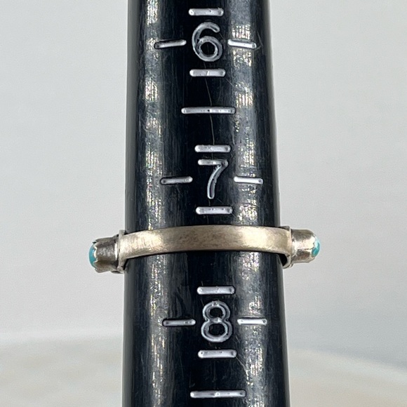 Solid 925 Sterling Silver Half Eternity Band Mohave Turquoise Gemstone Size 7.5 - Picture 6 of 10